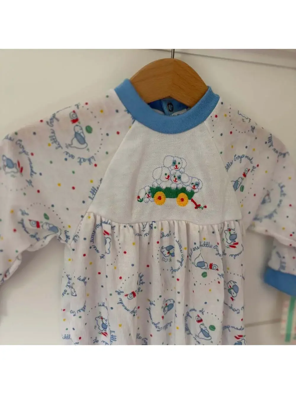 Vintage Tiny Toes Baby Boys Puppy Onesie Footed Pajamas Size 18-24 Months NWT